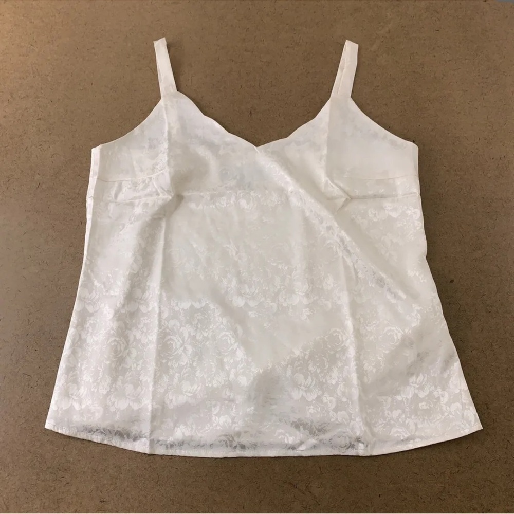 Colleen Lopez HSN Women's Size XS Ivory Embossed Scalloped Neckline Tank Nwot